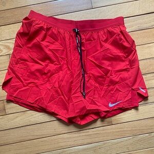Nike Red Sports Shorts with Black Drawstring